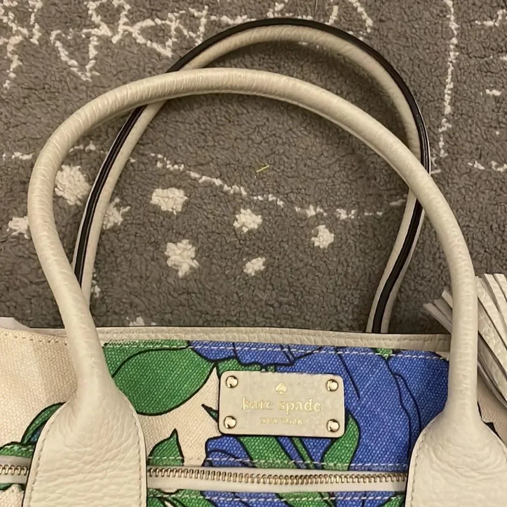 Kate Spade Blue Floral Canvas Style Large tote bag